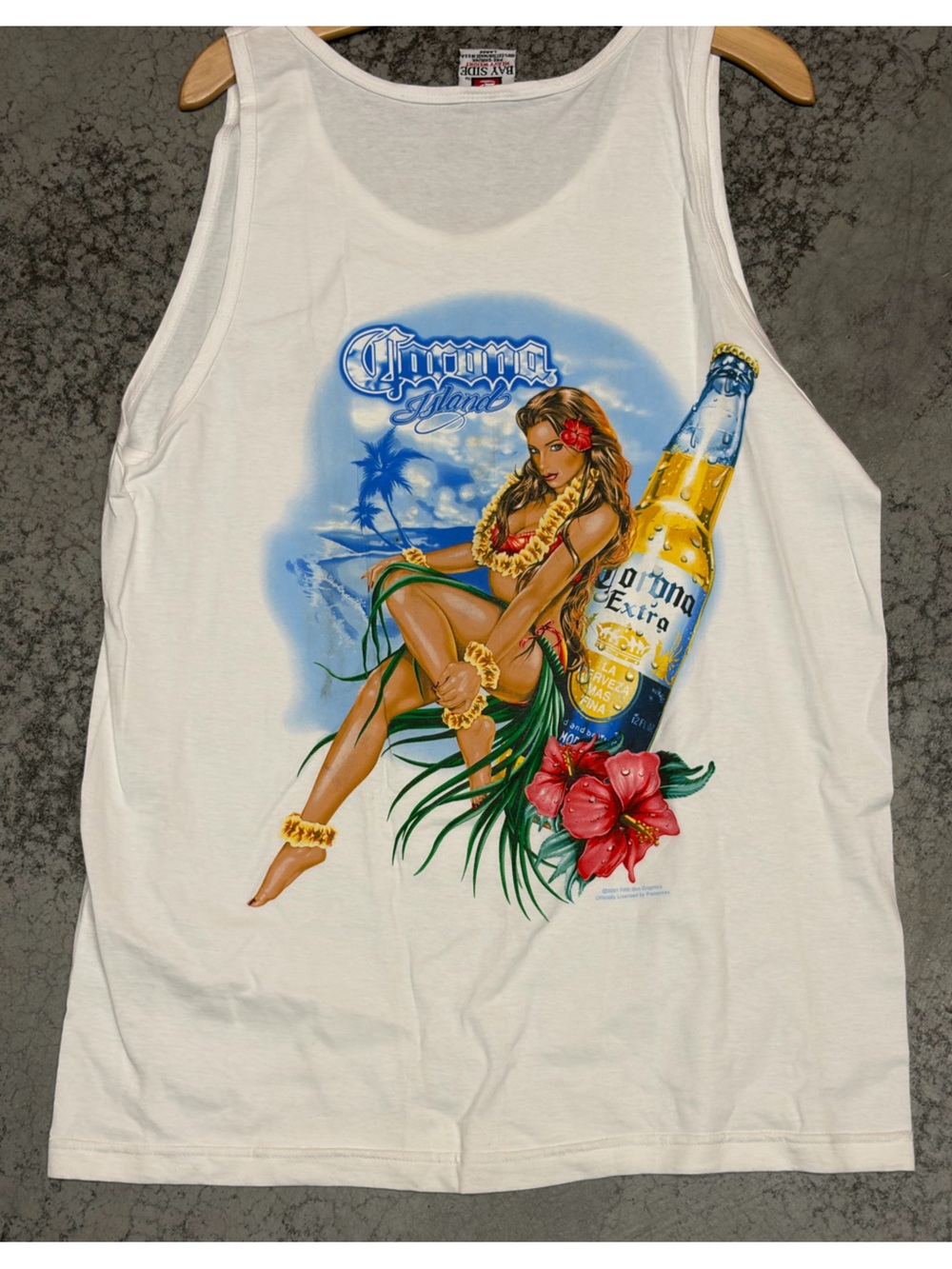 Vintage Corona Beer Hawaiian Girl Tank Top 2001 Size L New
